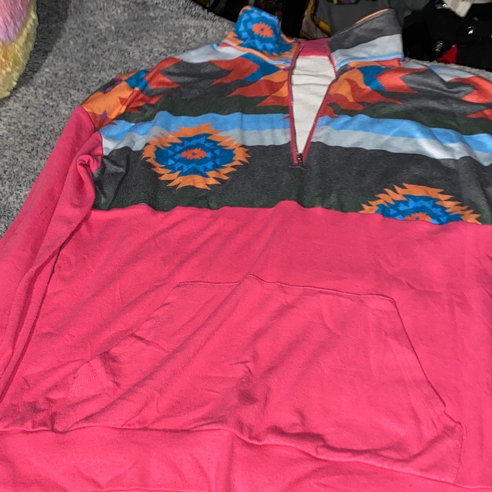 Men's Pink and Gray Sweater with Pattern